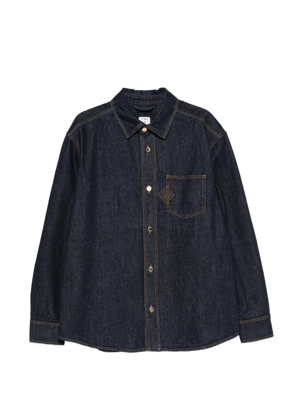 logo-embroidered denim shirt
