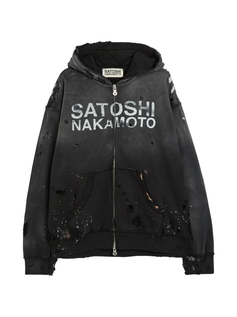 distressed paint-splatter hoodie