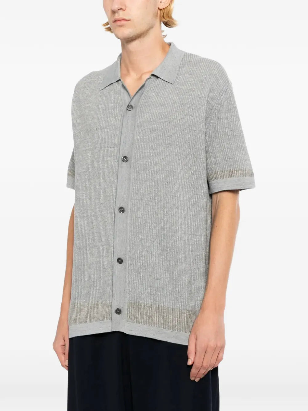 waffle-knit short-sleeve shirt