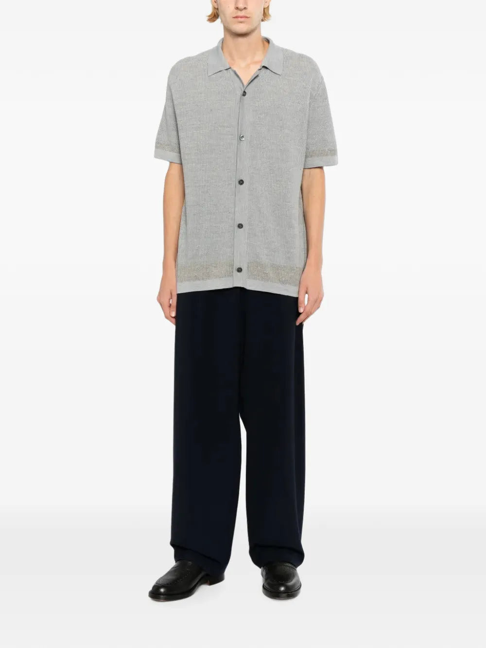 waffle-knit short-sleeve shirt