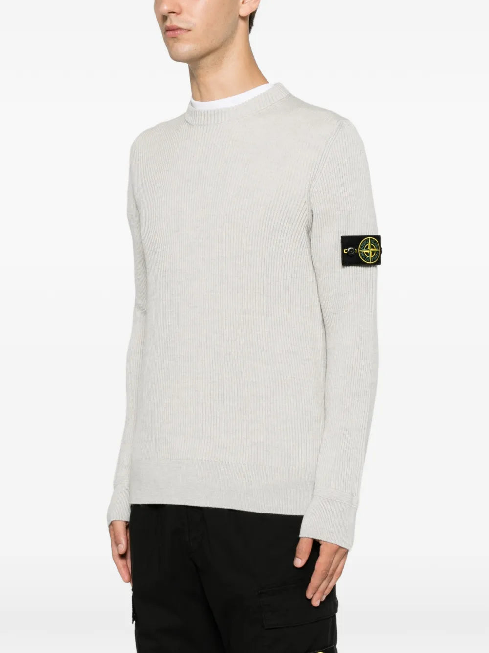 logo-patch ribbed-knit sweater