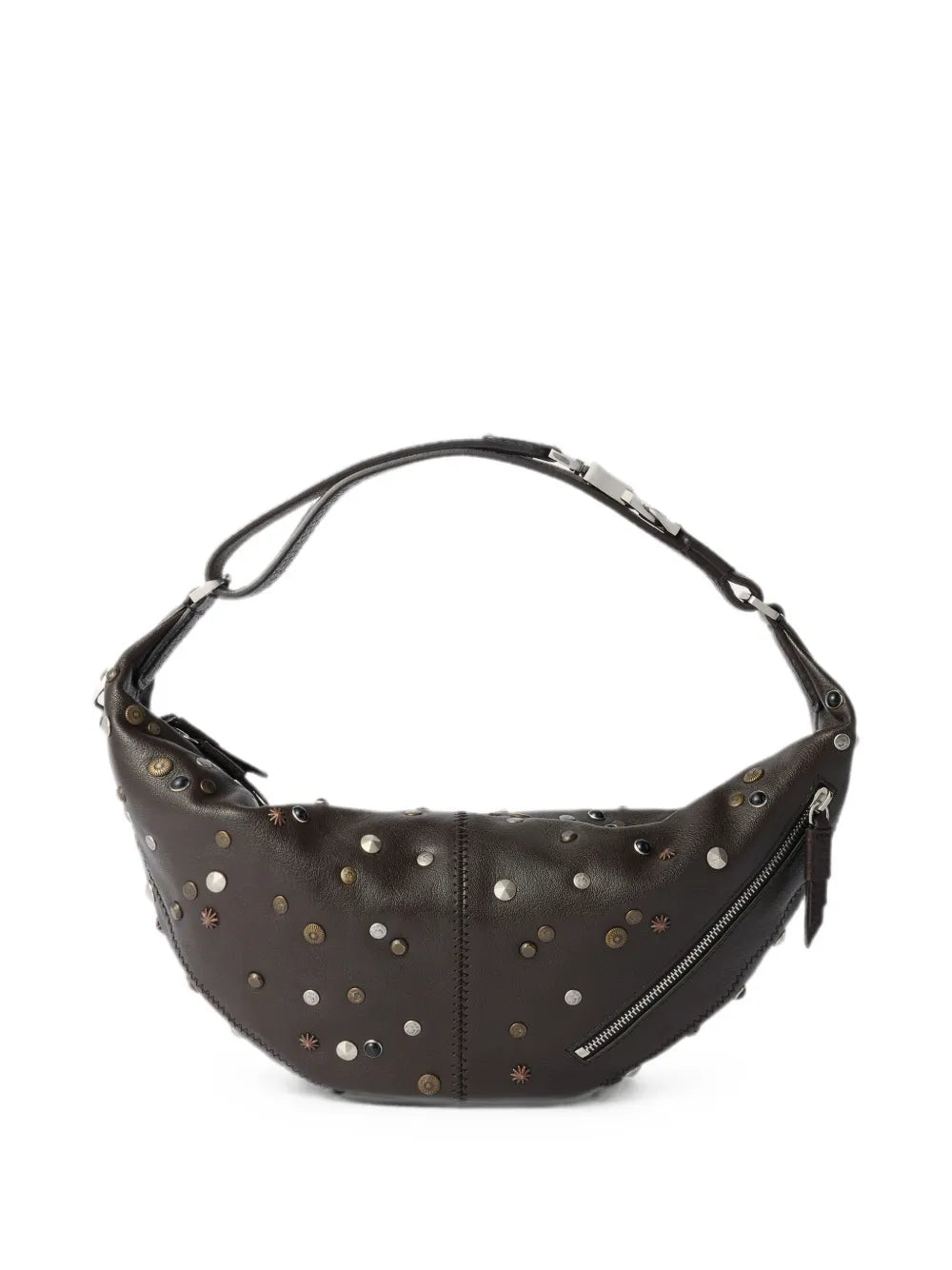 mini quiver clip bag in satellite-studded grained buffalo leather