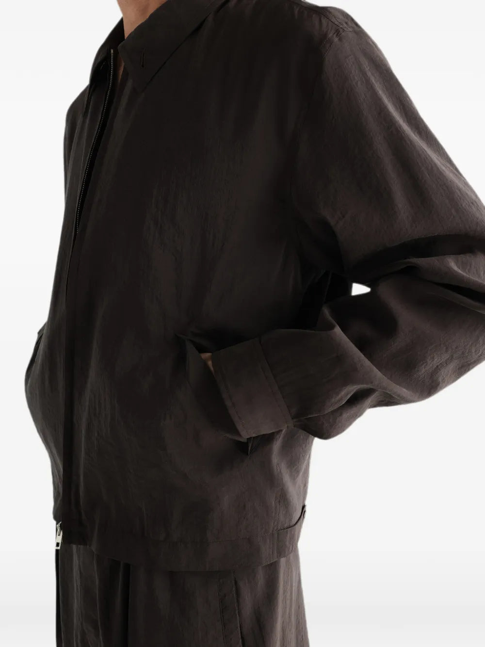 light zipped blouson in dry silk 