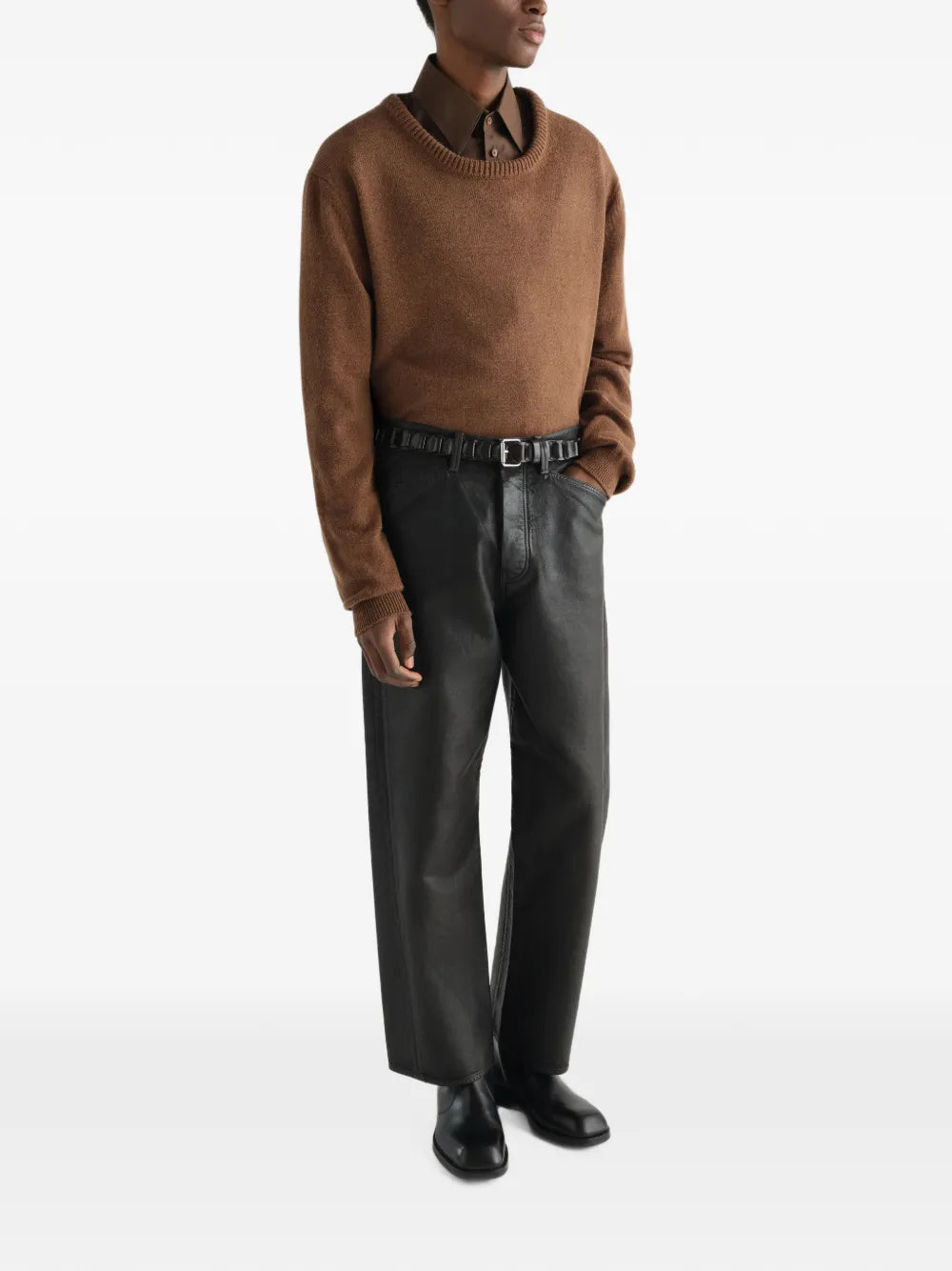 crew-neck sweater in alpaca wool blend