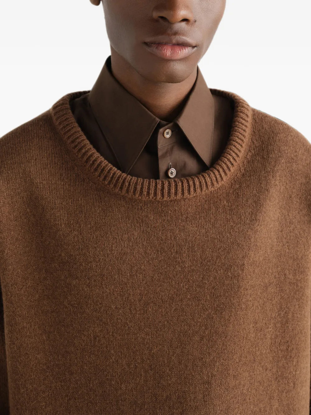 crew-neck sweater in alpaca wool blend