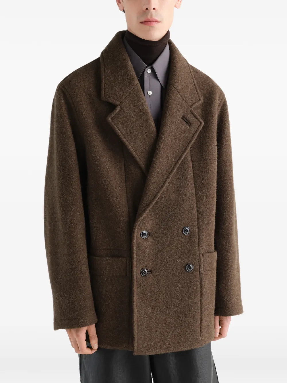 double-breasted felted coat