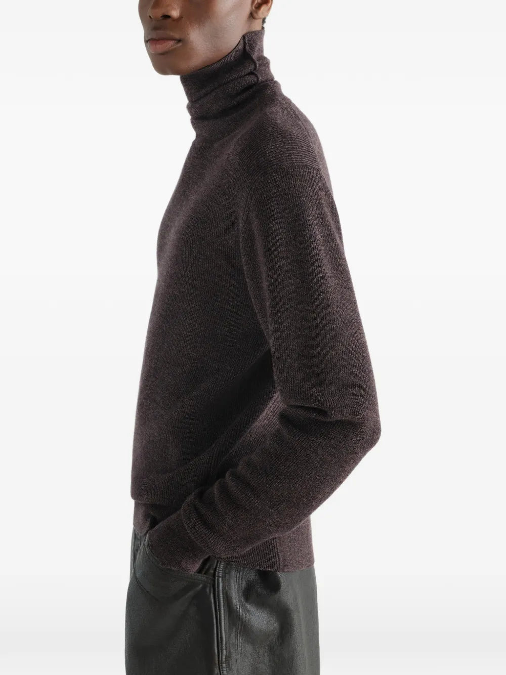stand-collar sweater in fine mouliné merino wool