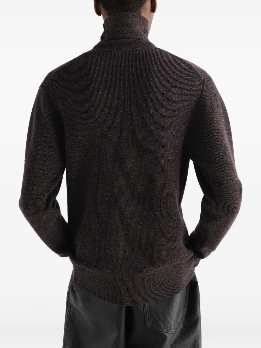 stand-collar sweater in fine mouliné merino wool