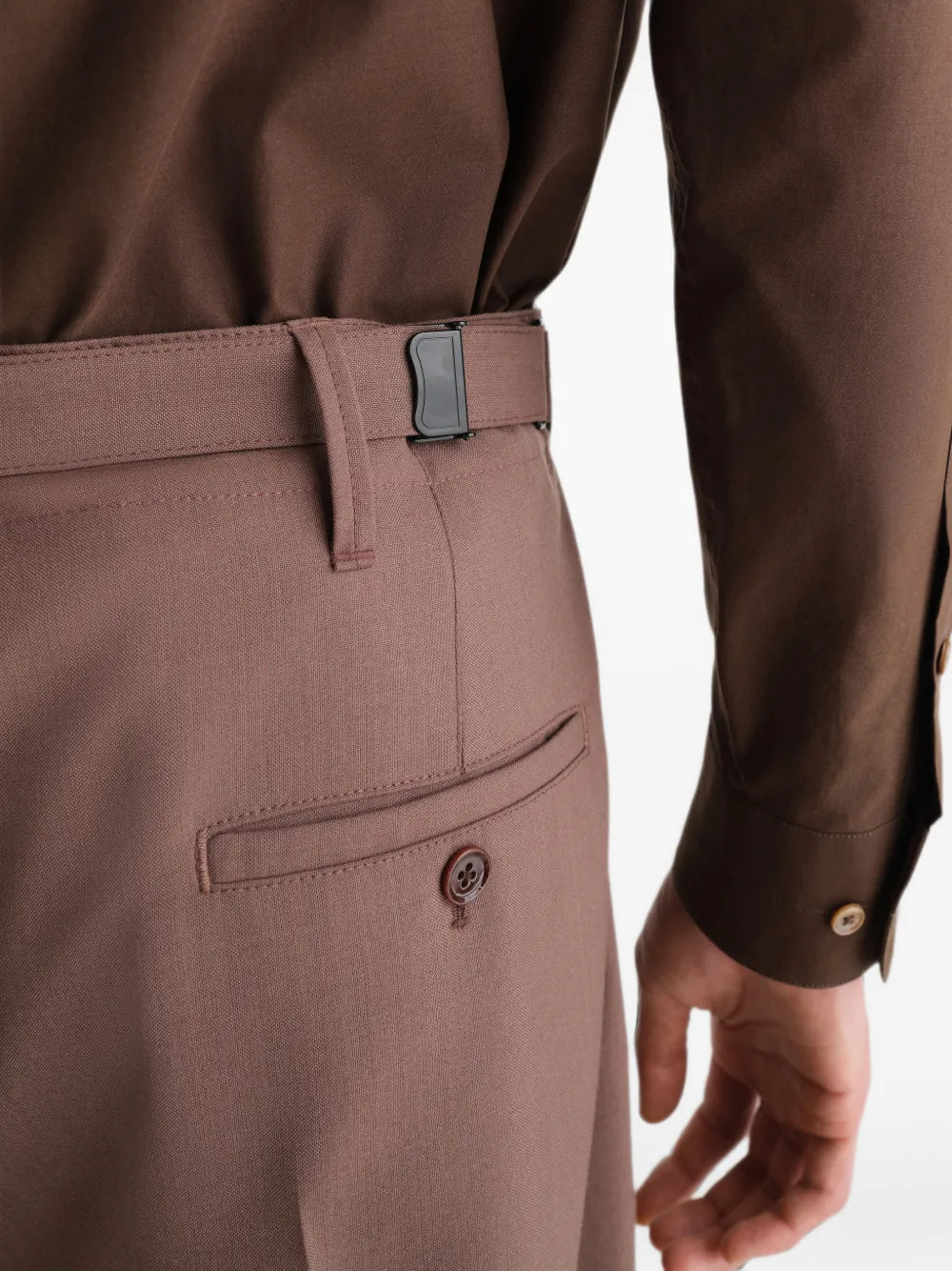 single-pleat tailored pants in tropical wool blend