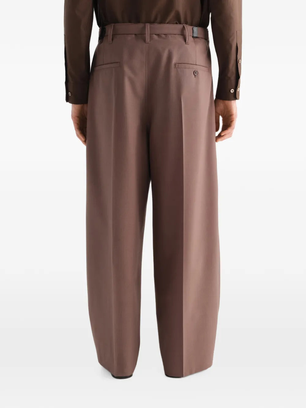 single-pleat tailored pants in tropical wool blend