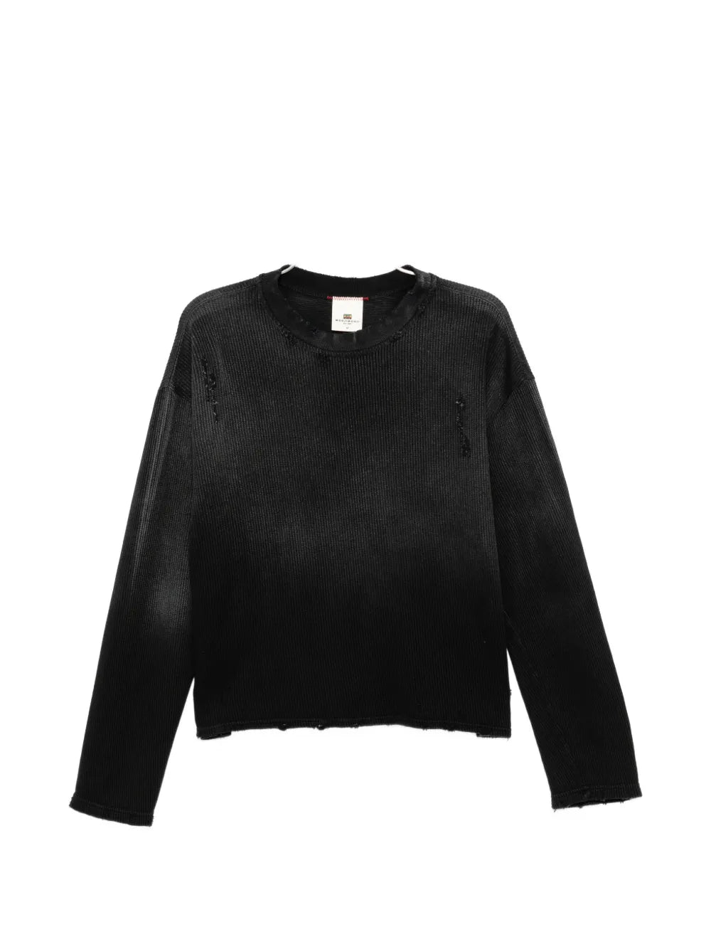 waffle-knit distressed sweater