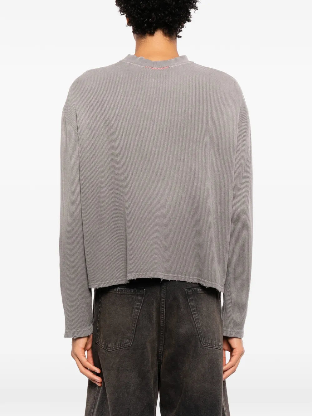waffle-knit raw-edge sweater
