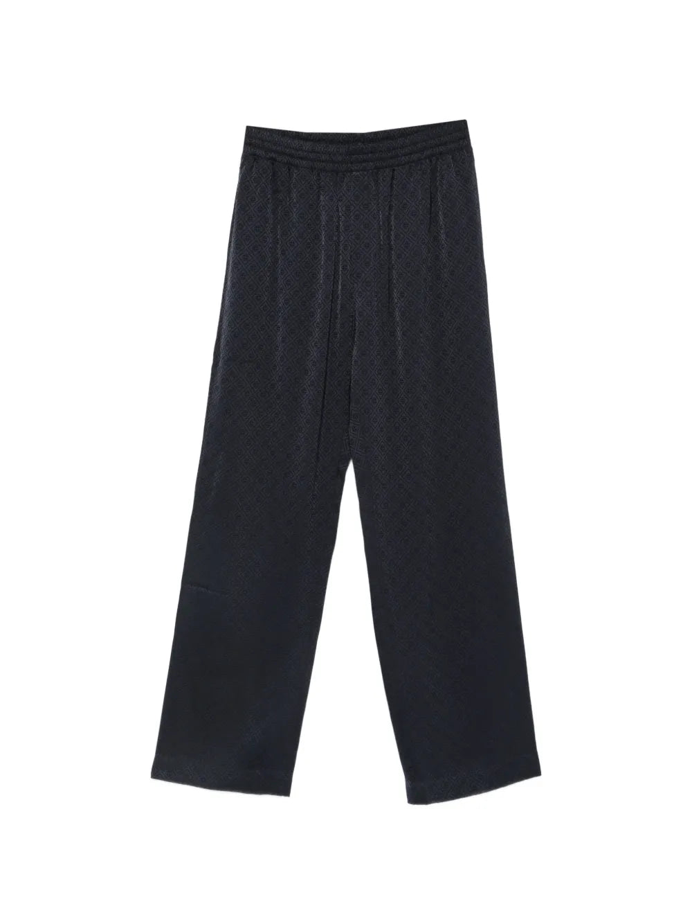 dark navy monogram silk trousers