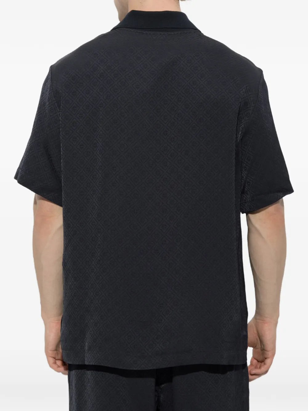 dark navy knit collar short sleeve polo shirt