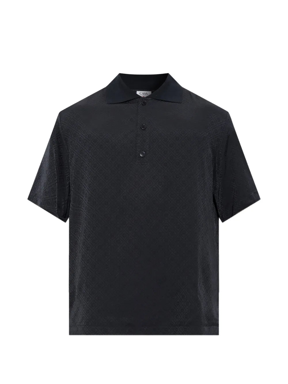 dark navy knit collar short sleeve polo shirt