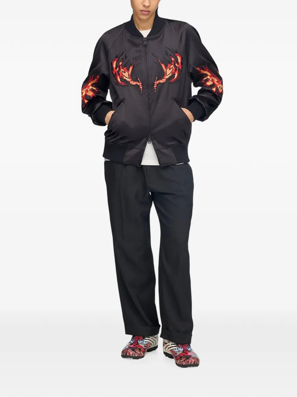 embroidered zip-up jacket