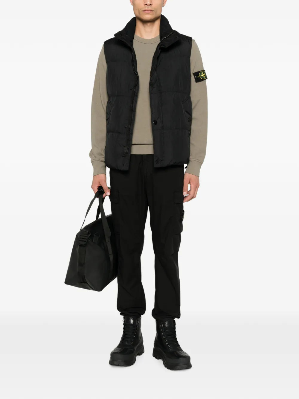 quilted logo-patch gilet