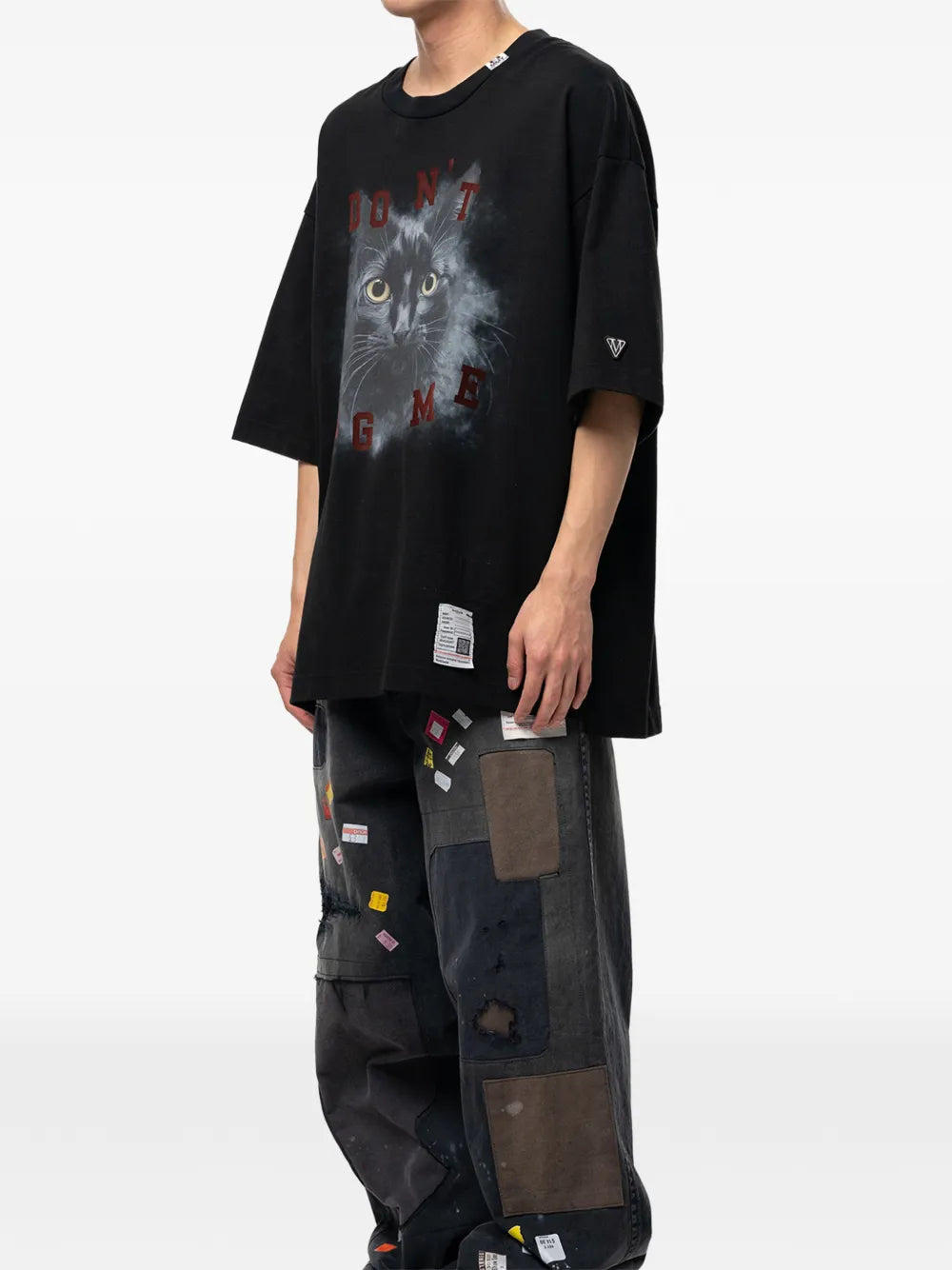 cat-printed T-shirt