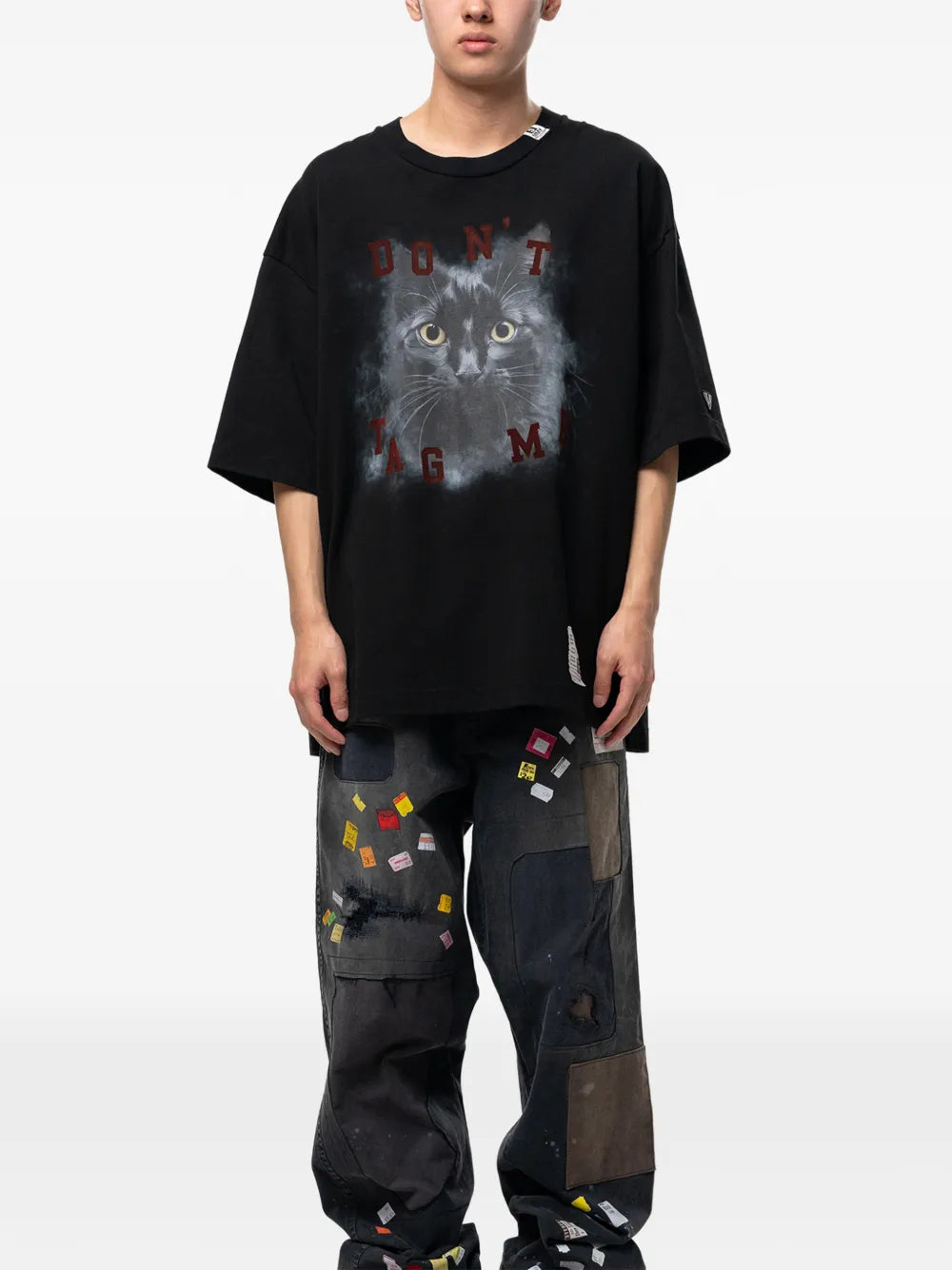 cat-printed T-shirt