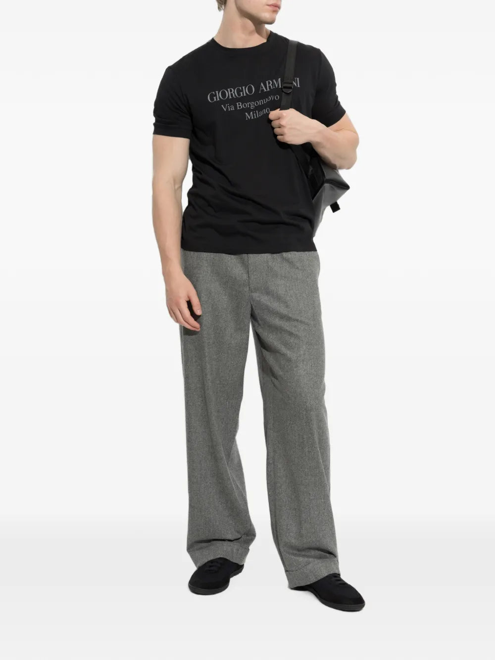 elasticated-waistband turn-up trousers