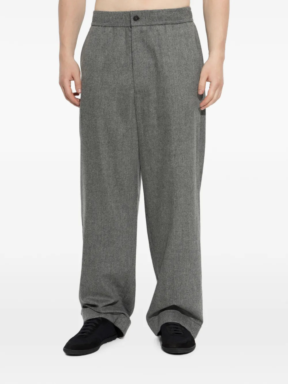 elasticated-waistband turn-up trousers