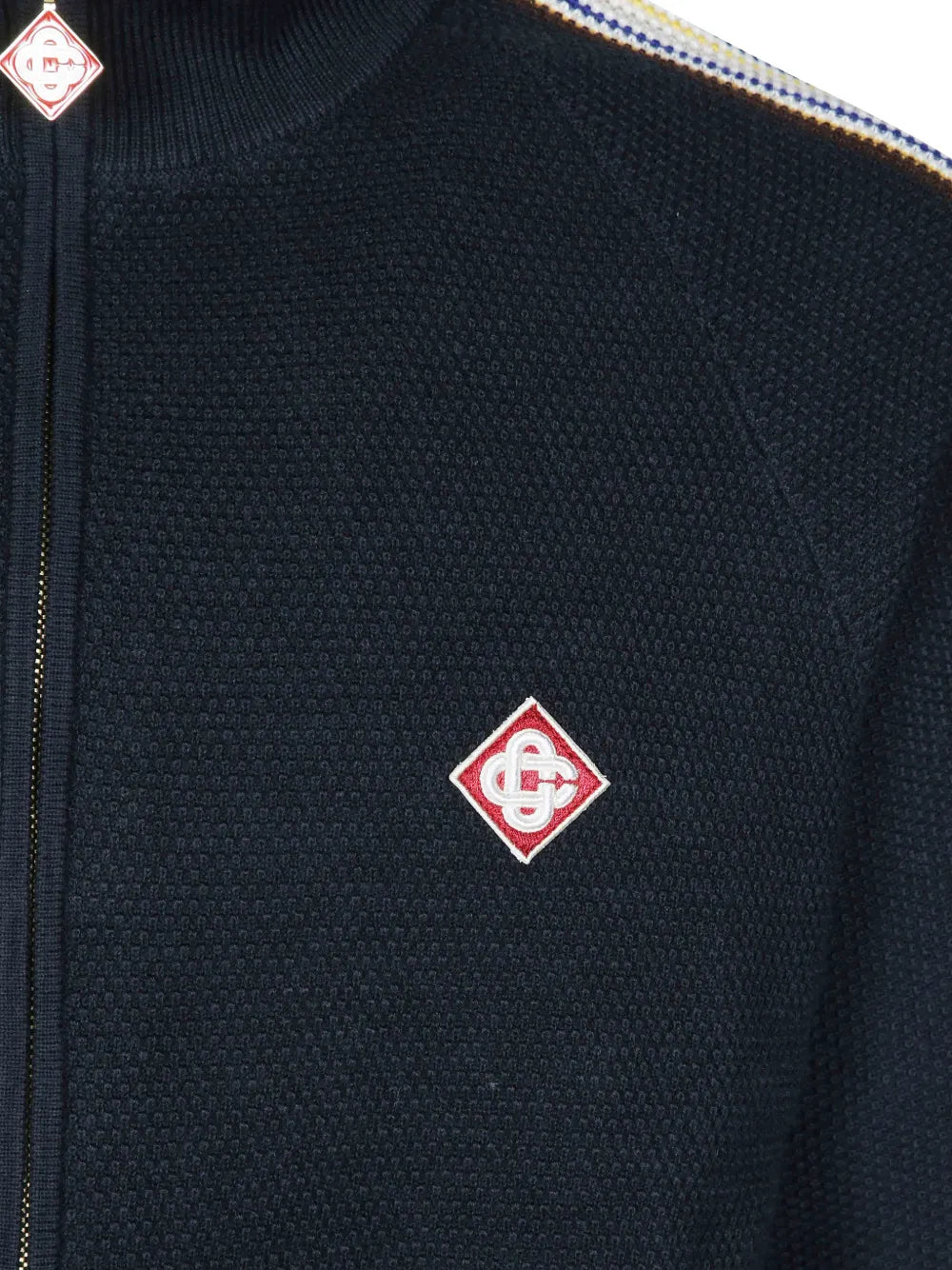 logo-patch zip-up sweater