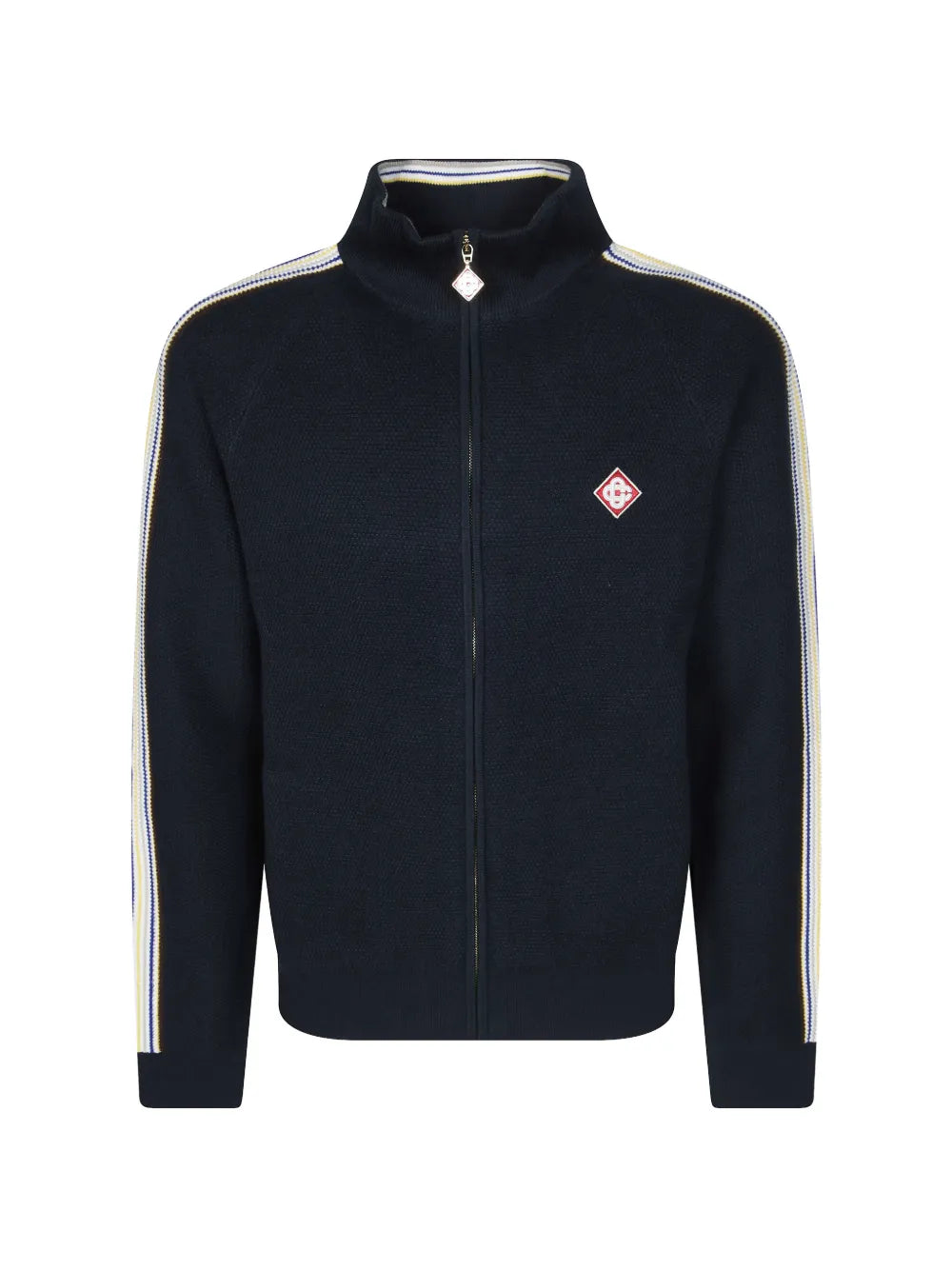 logo-patch zip-up sweater