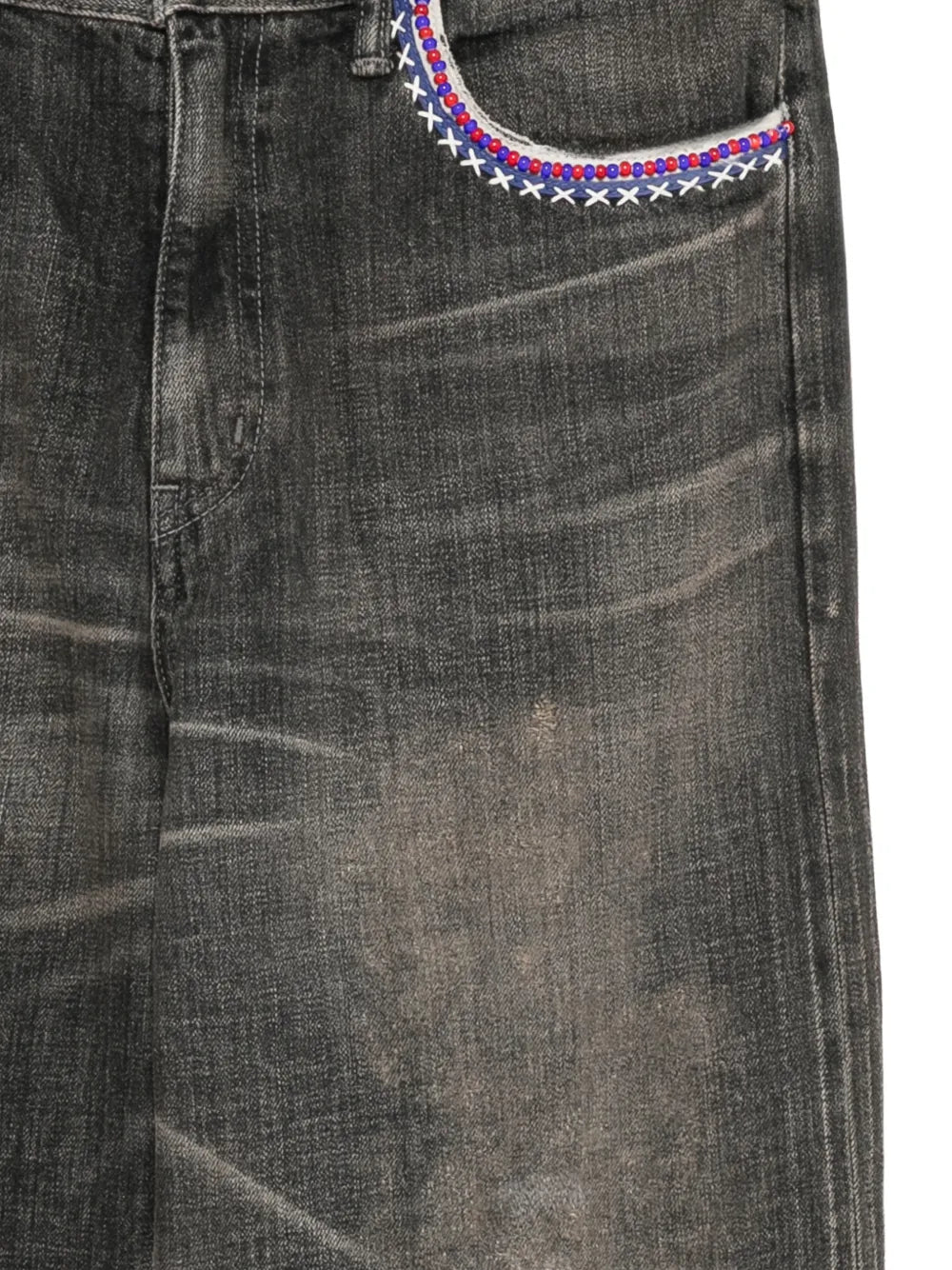 beaded distressed jeans