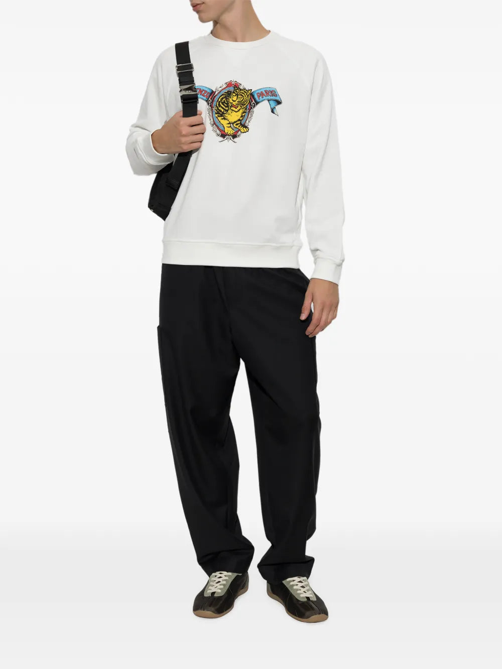 virgin wool straight-leg trousers