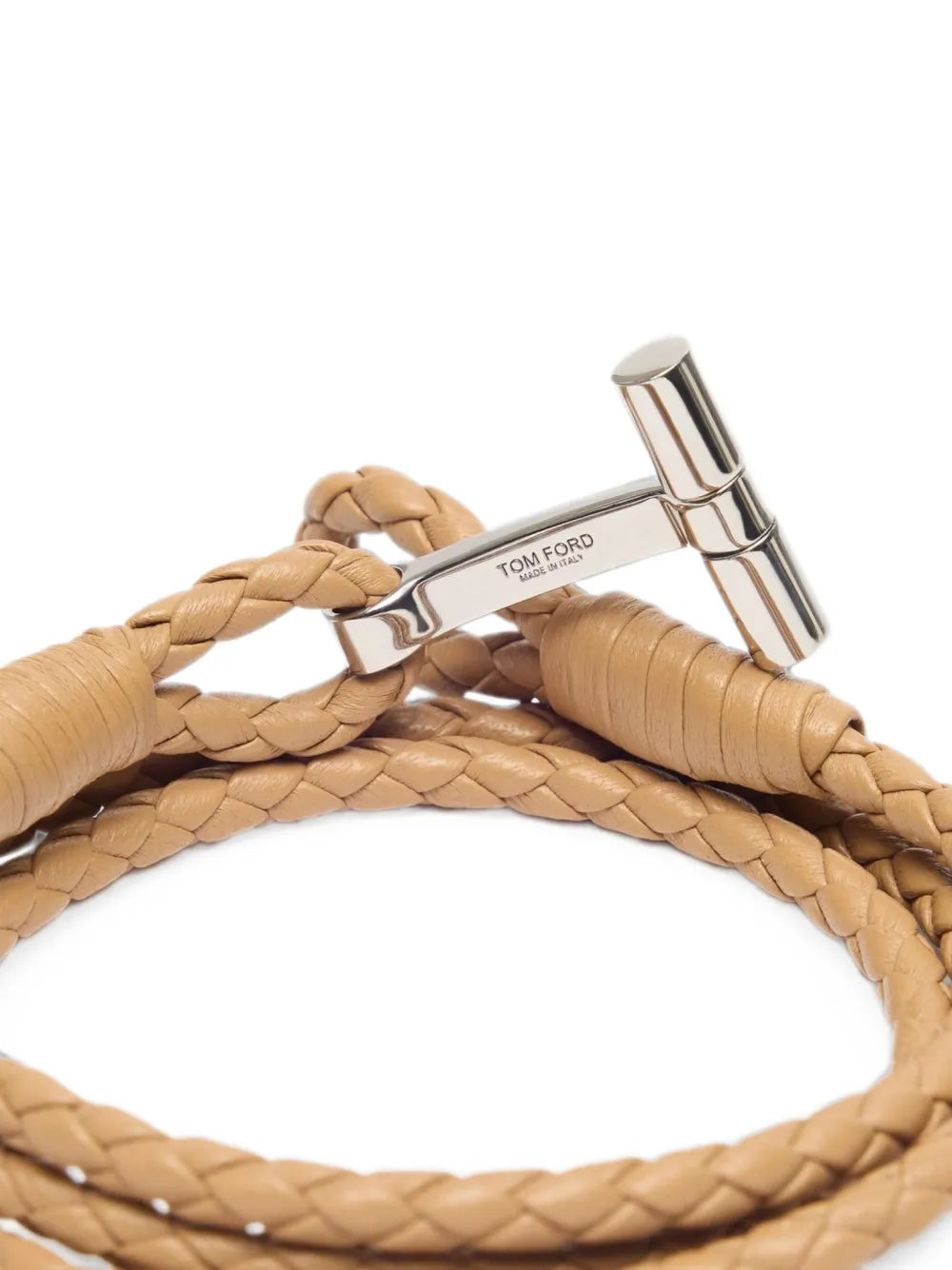 braided leather T bracelet 