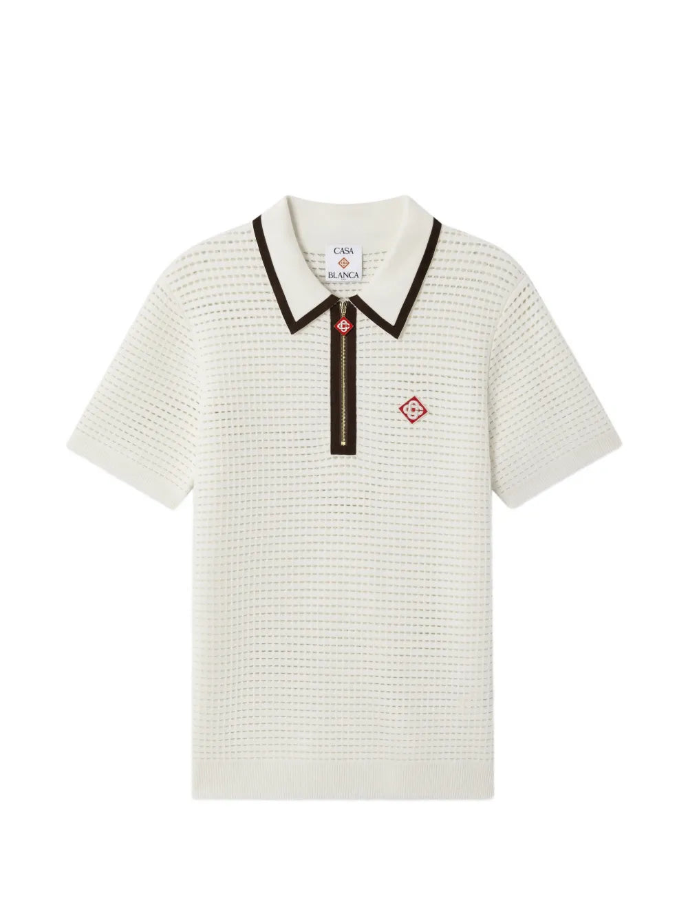 wool waffle stitch short sleeve polo shirt