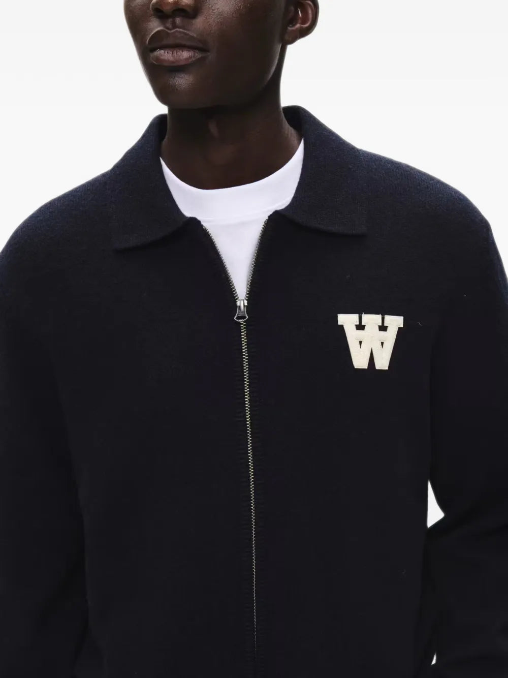 WWTay logo-patch zip-up cardigan