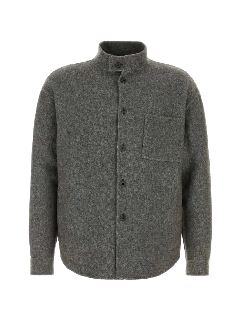 high-neck patch-pocket overshirt