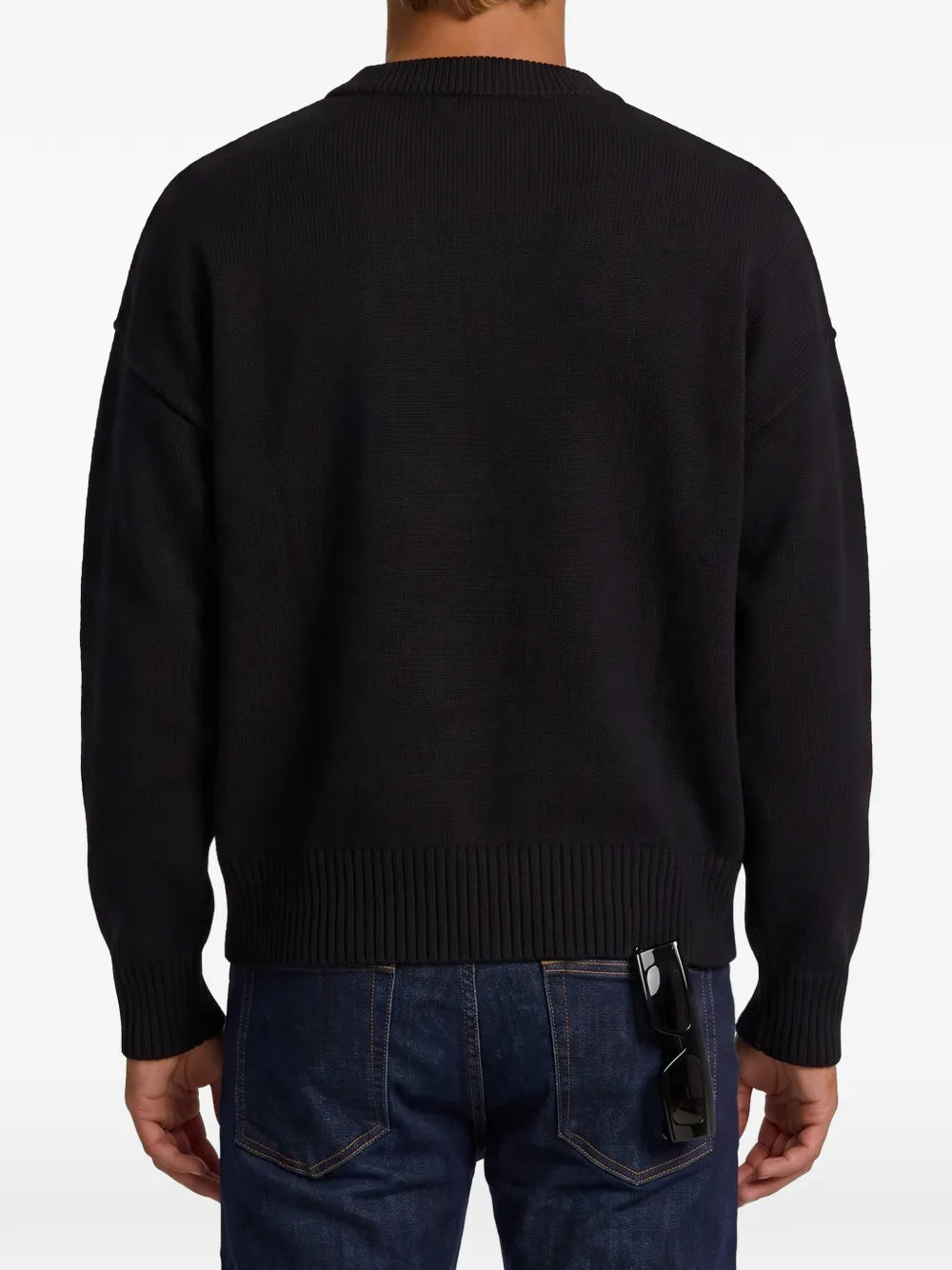 black crewneck wool sweater with Ami de Coeur