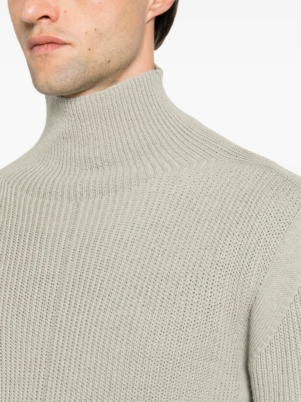 ribbed high-neck sweater