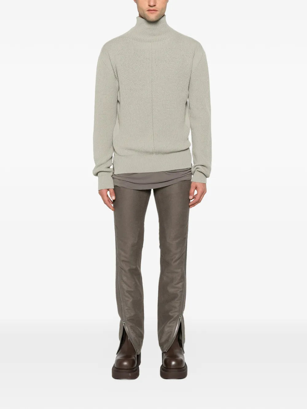 ribbed high-neck sweater