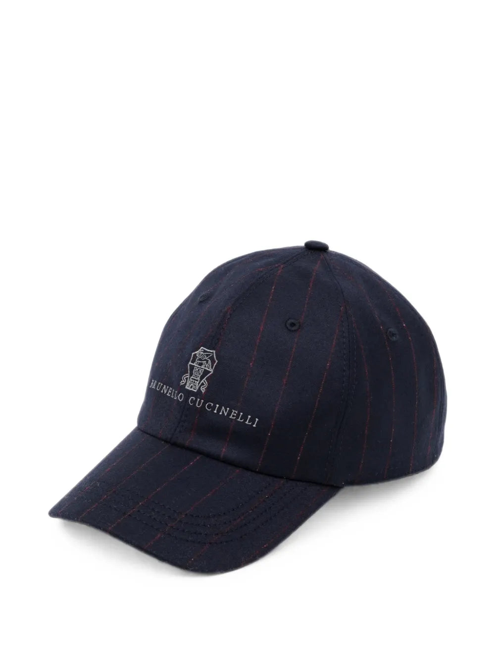 pinstripe-pattern baseball cap