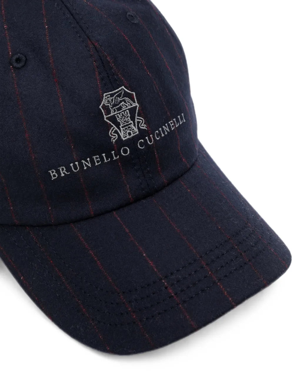 pinstripe-pattern baseball cap
