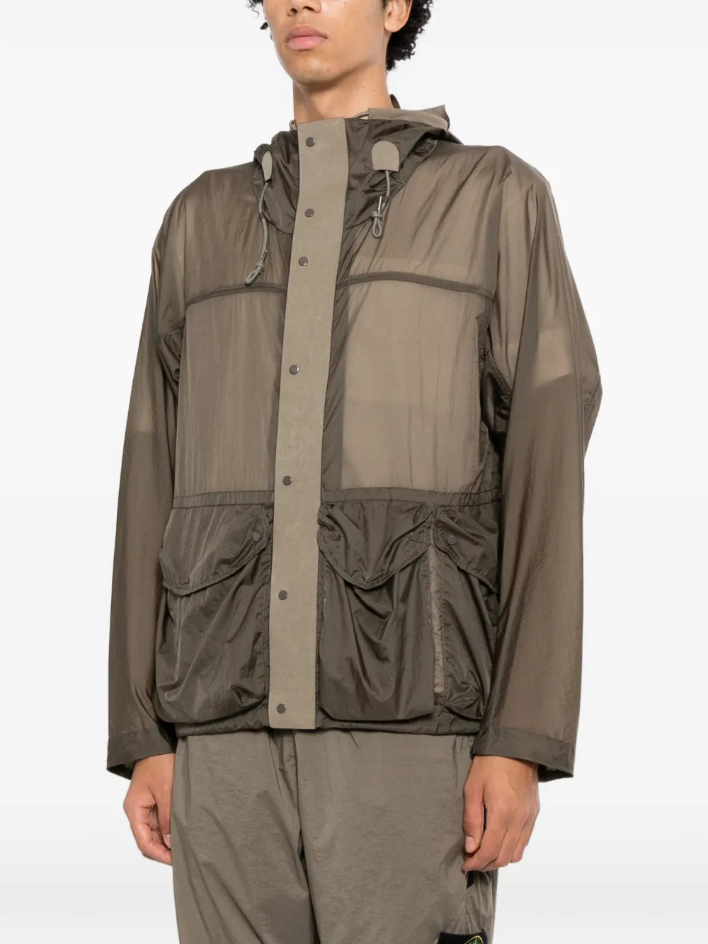 hooded panelled jacket