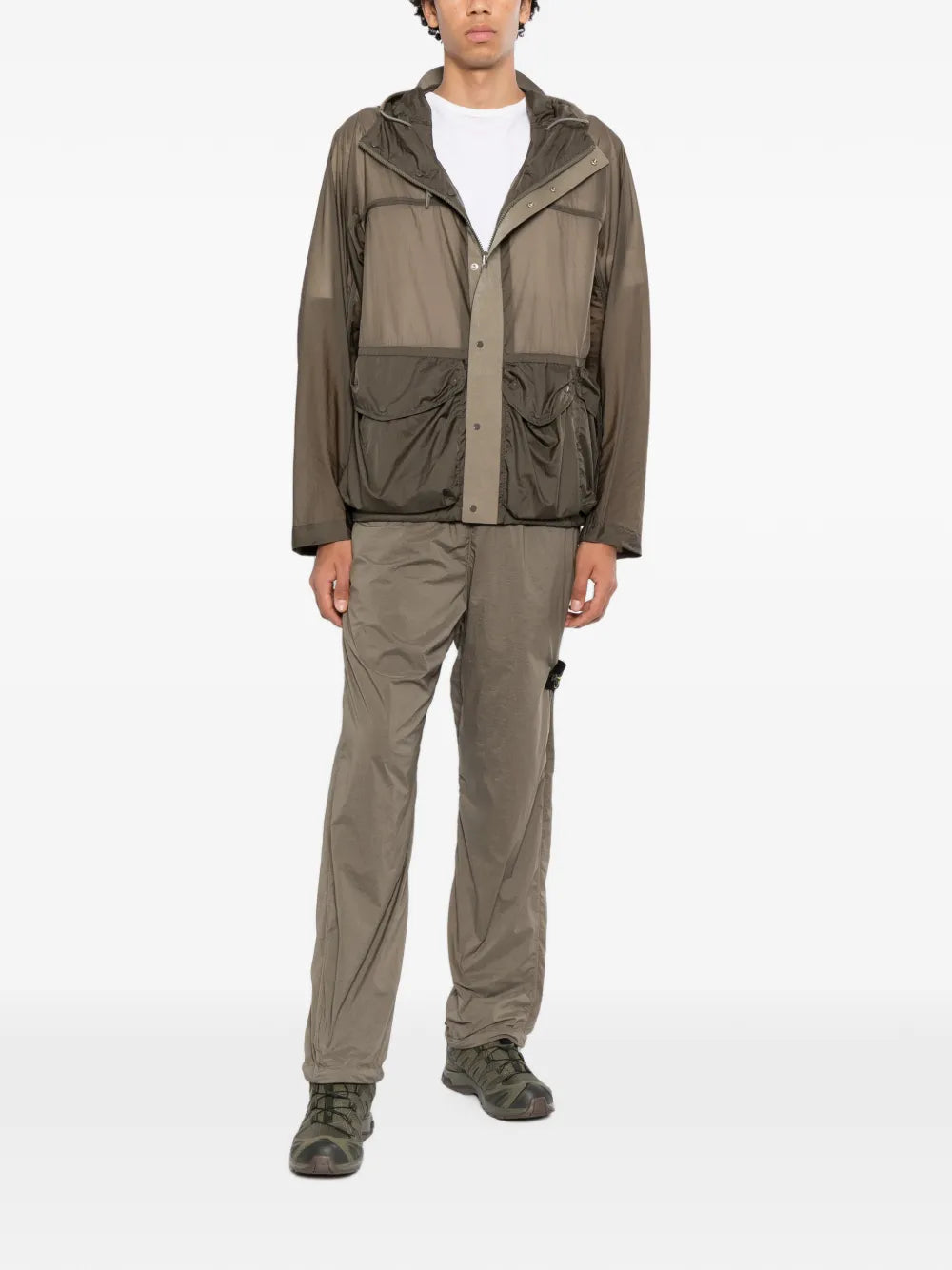 hooded panelled jacket