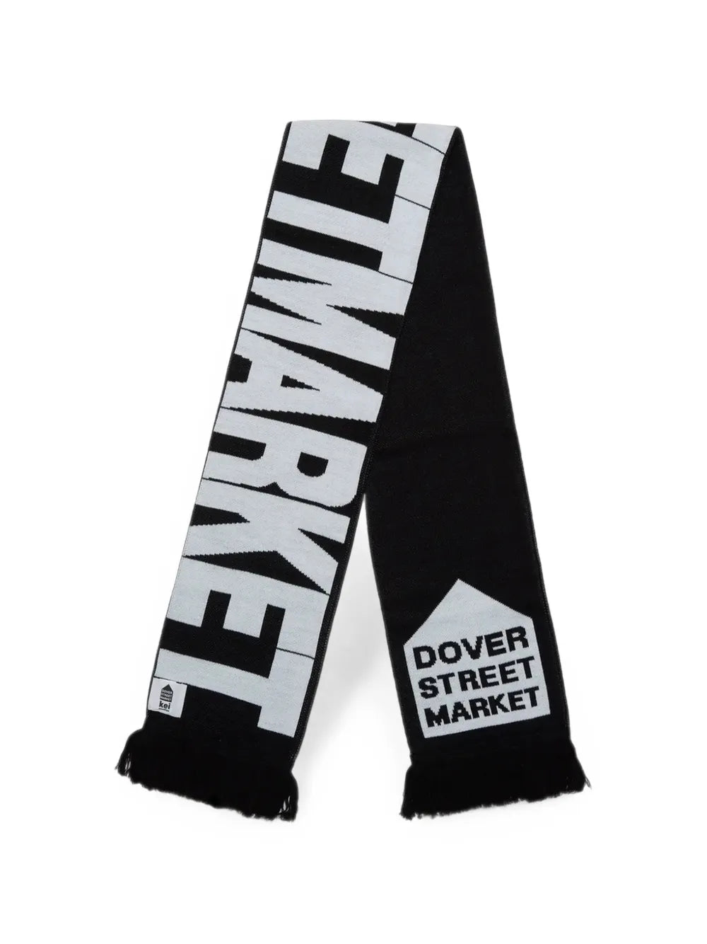 logo-intarsia fringed scarf