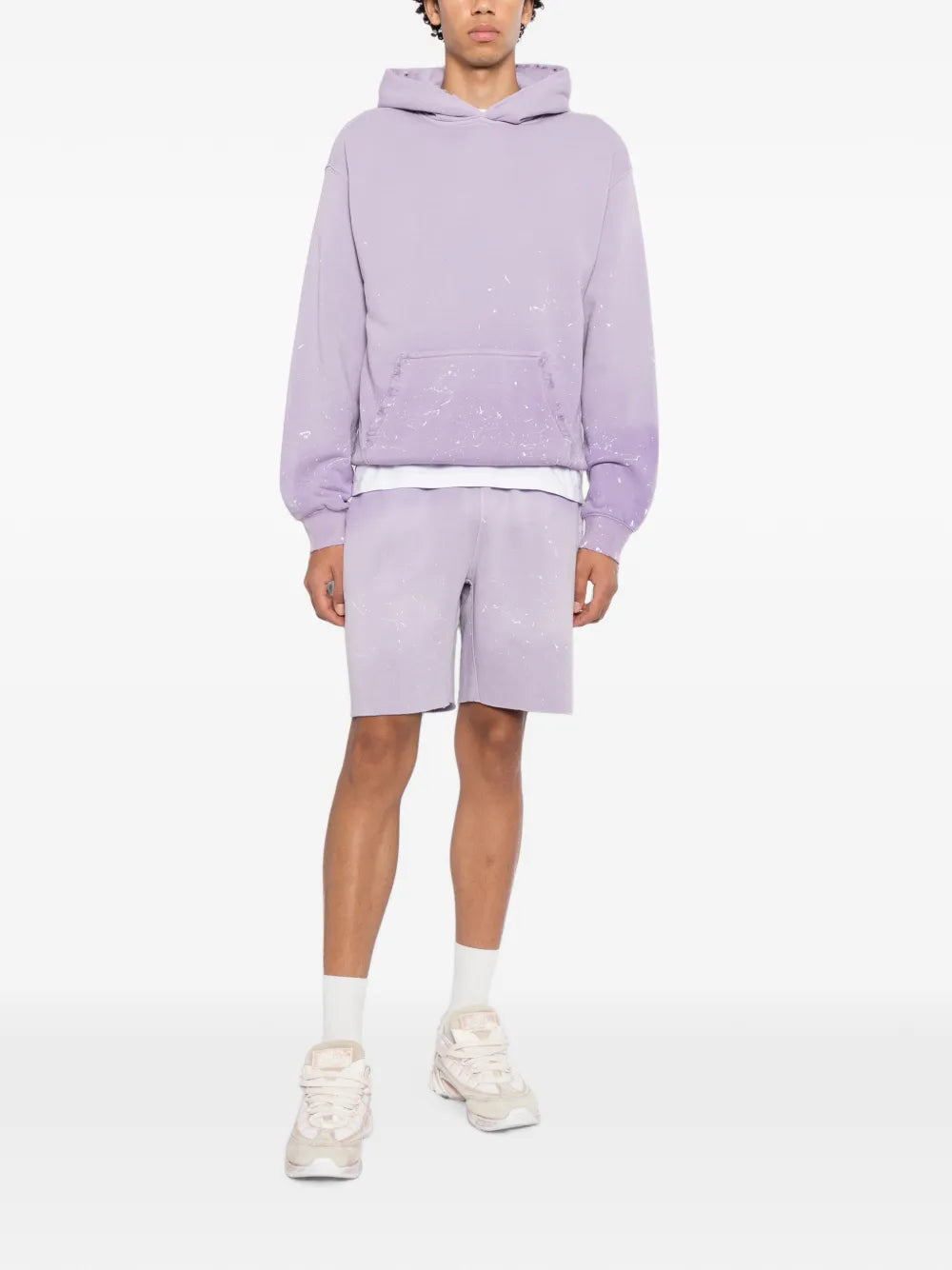 paint-splatter distressed hoodie