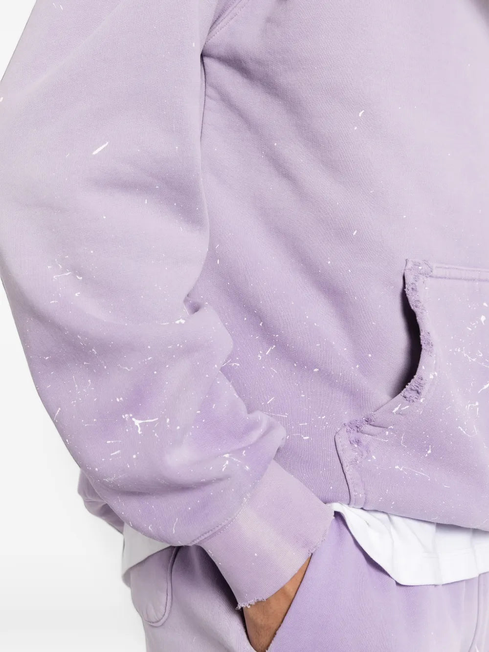 paint-splatter distressed hoodie