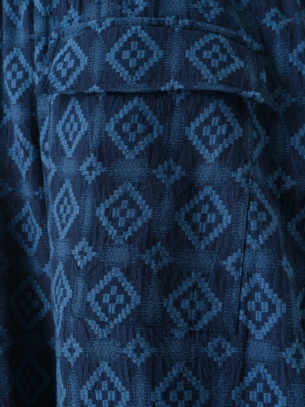 Komon Aizome diamond-pattern drawstring trousers