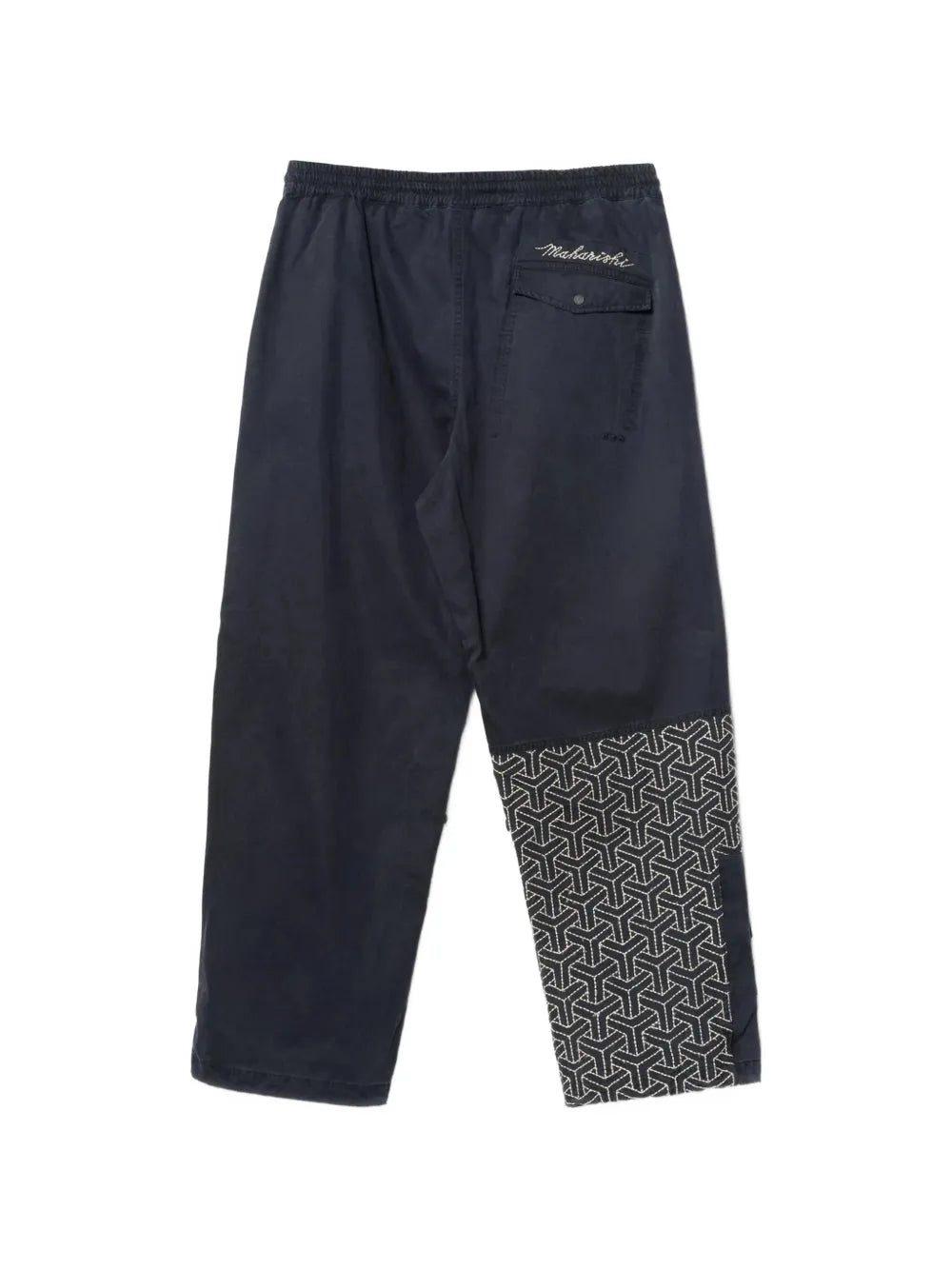 Sashiko embroidered drawstring trousers