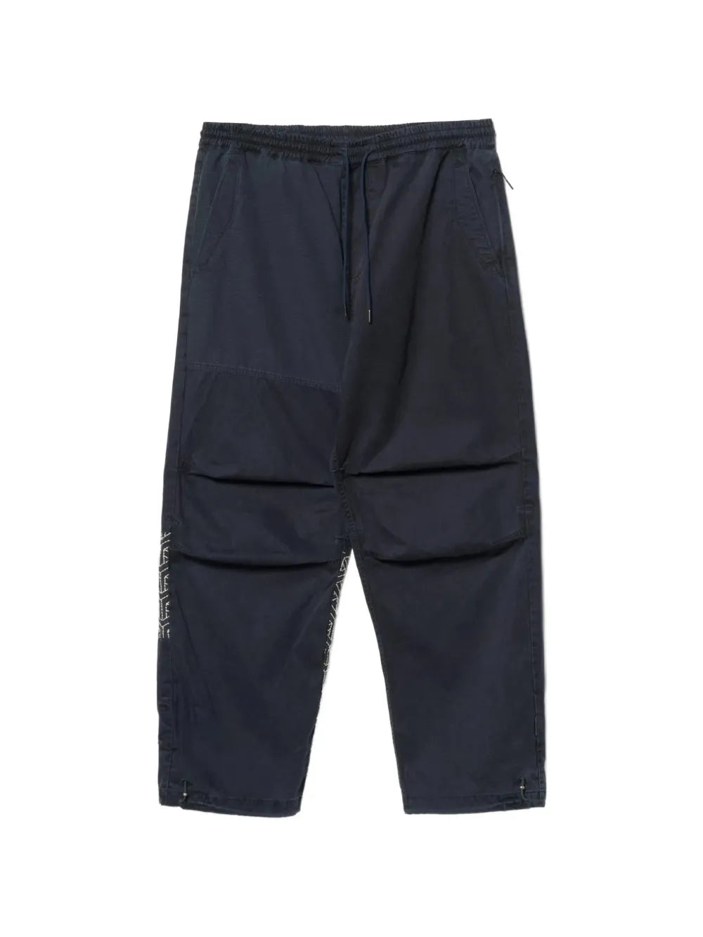 Sashiko embroidered drawstring trousers