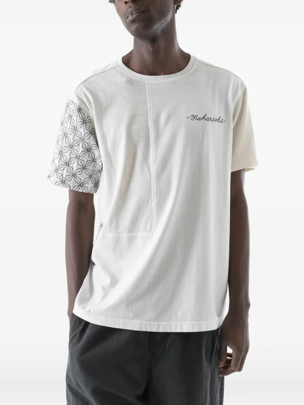 Sashiko embroidered patchwork T-shirt