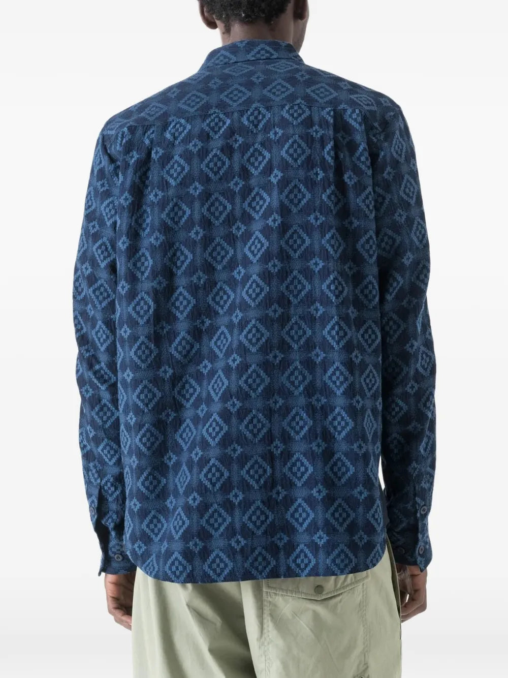 Komon Aizome jacquard-patterned cotton shirt