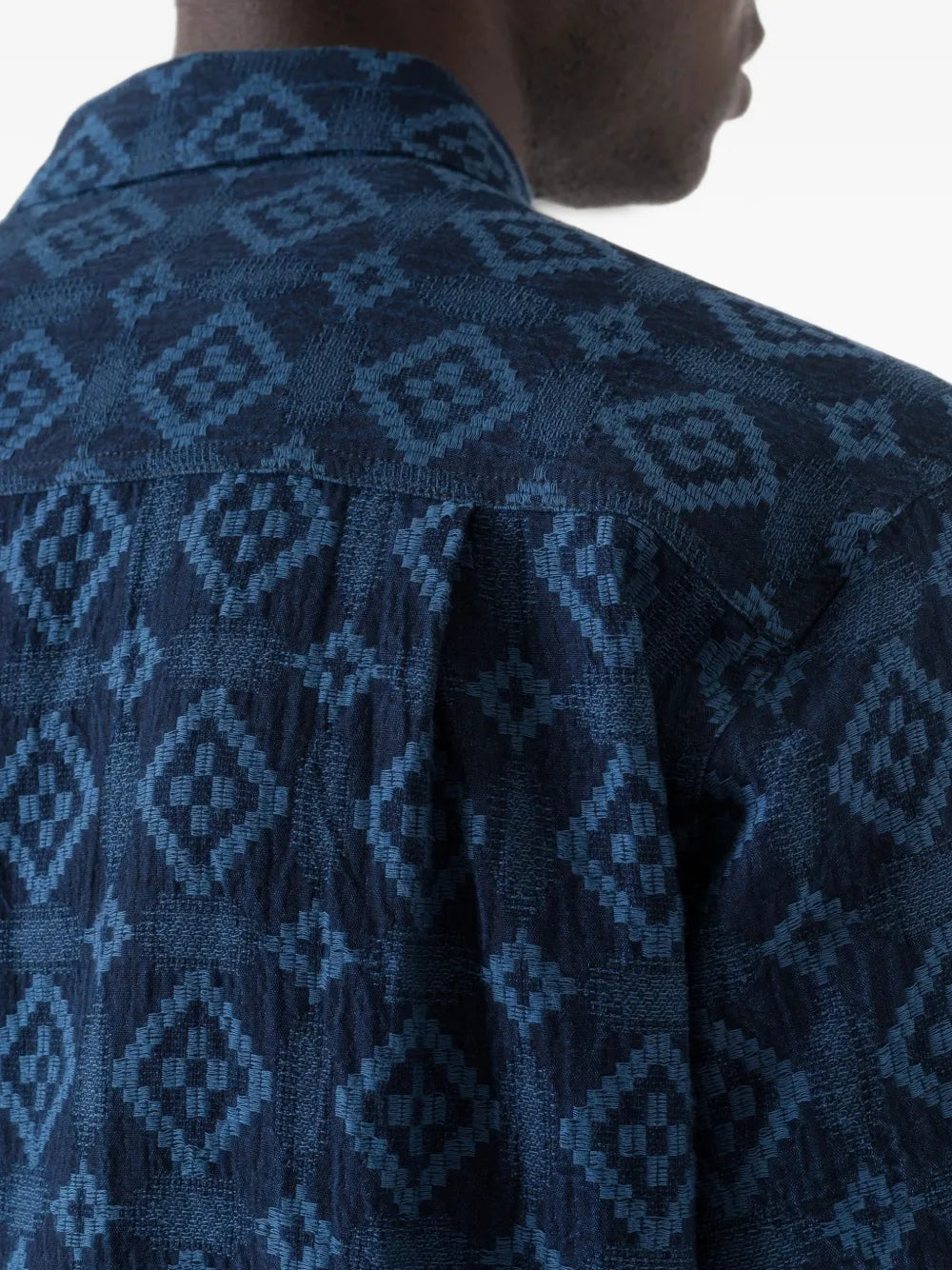 Komon Aizome jacquard-patterned cotton shirt