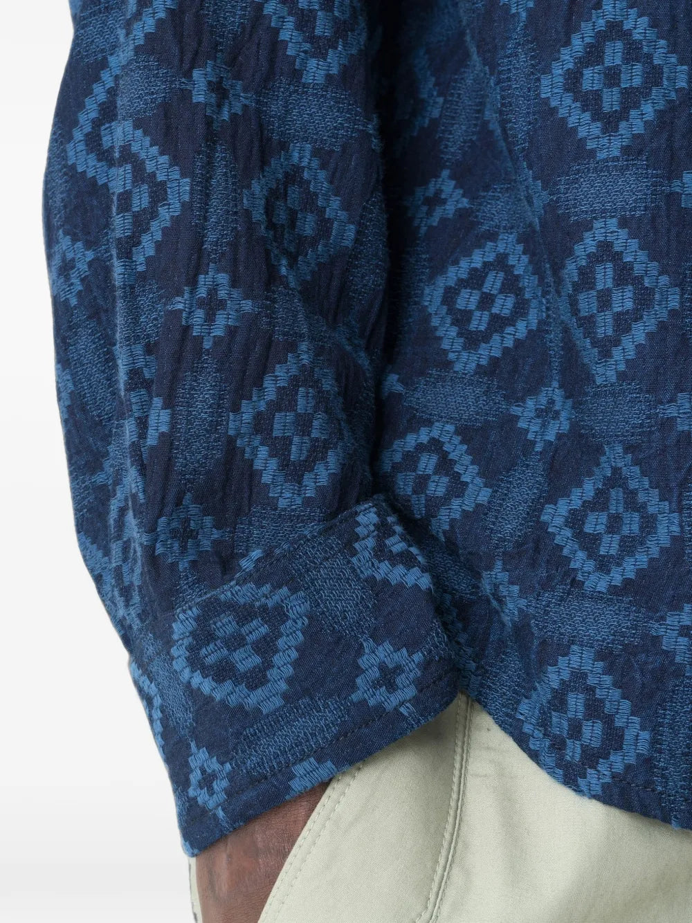 Komon Aizome jacquard-patterned cotton shirt